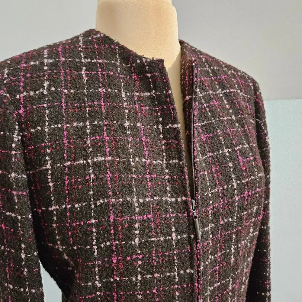 Kasper & Company ASL Vintage Wool Tweed Boucle Full Zip‎ Suit Blazer 12